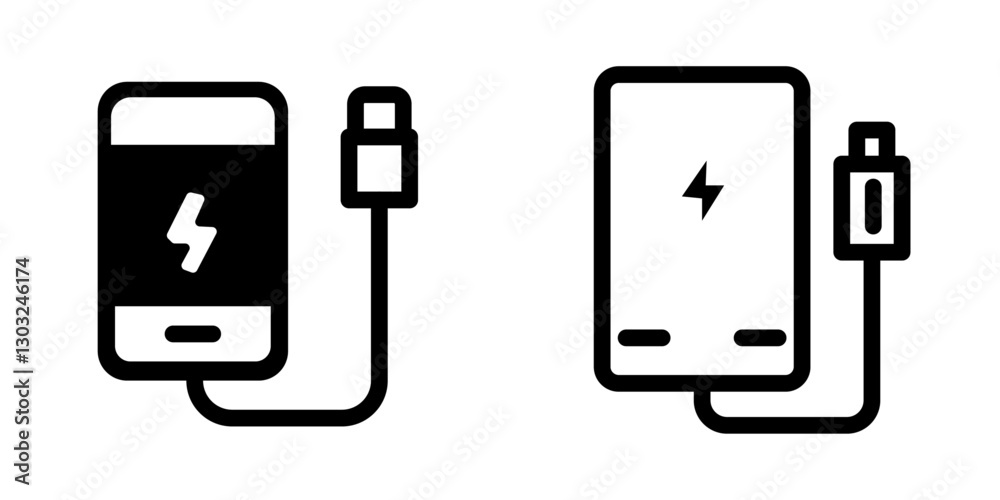 Portable Charger Icon Set - Vector Design Symbols Portable Charger Icon Set - Vector Design Symbols