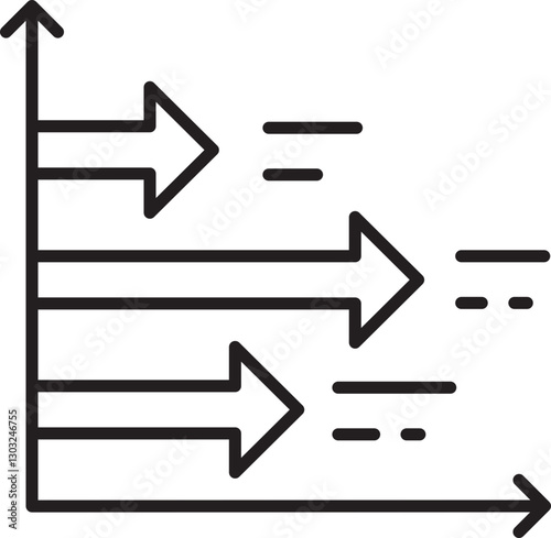 Graph with arrows indicating growth trend line icon