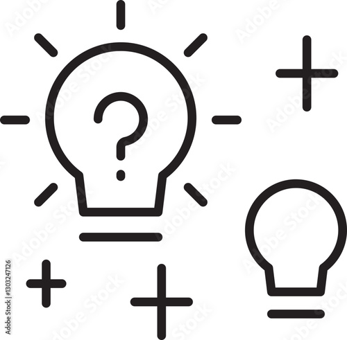 Lightbulb illustration with question mark and s... line icon