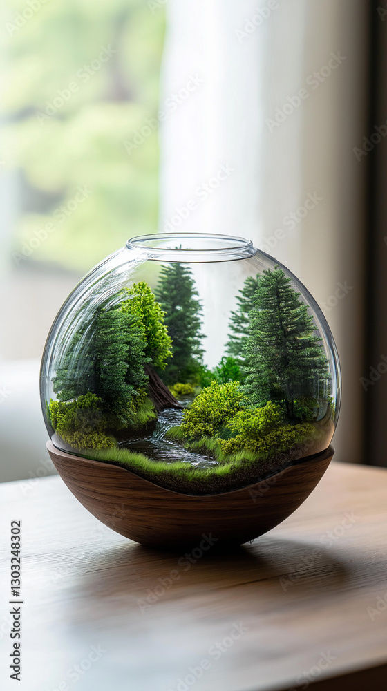 Glaskugel mit Miniaturbaum im grünen Waldbereich ausgestellt
Glaskugel mit Miniaturbaum im grünen Waldbereich ausgestellt