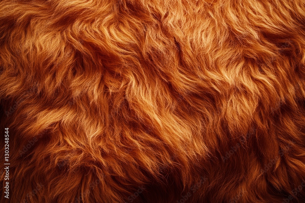 Naklejka premium Close up view of long orange animal fur creating a wavy textured background