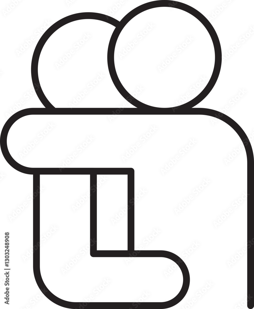 Embrace symbol in simple line art line icon Embrace symbol in simple line art line icon