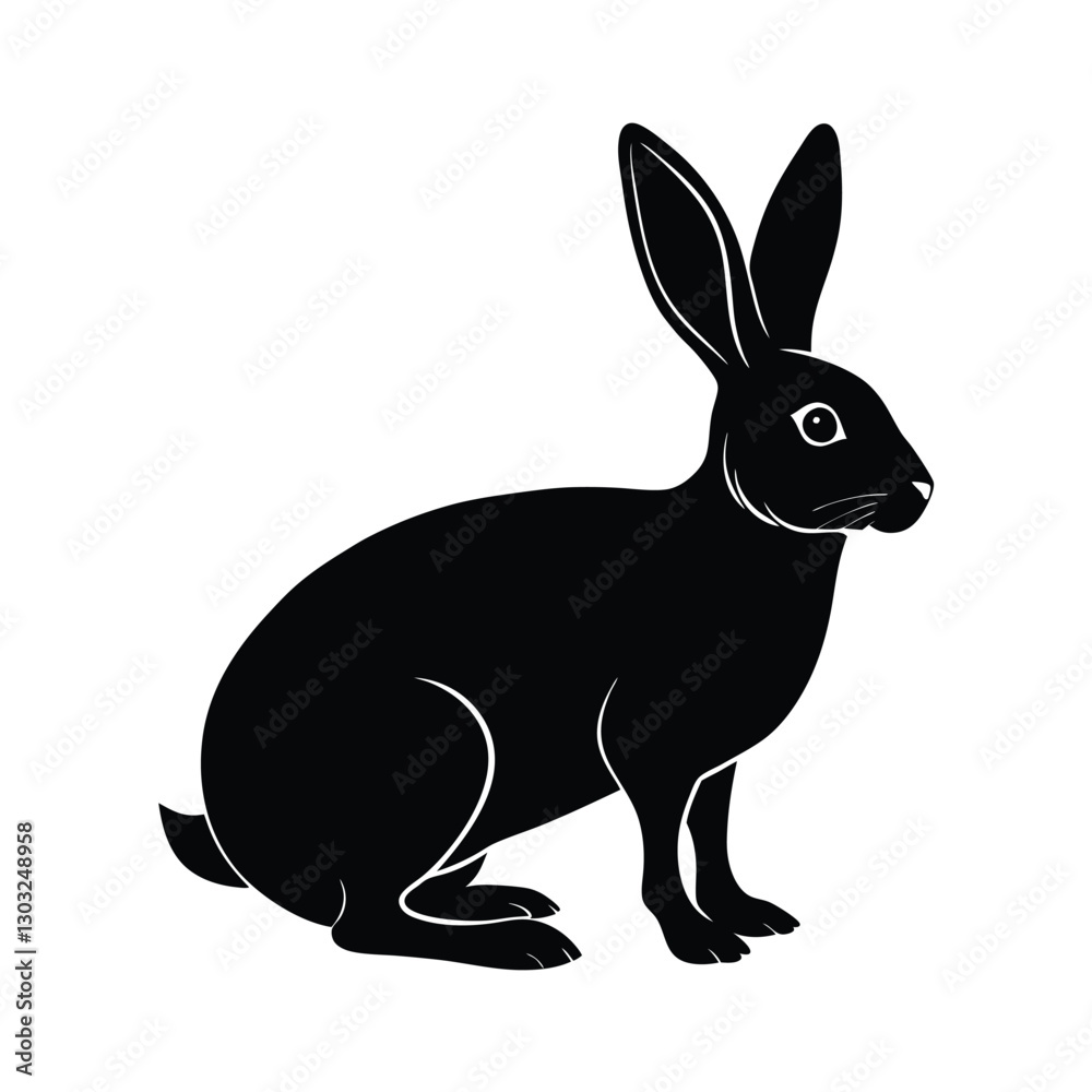 Obraz premium Hare Silhouette Vector Art and Minimalist Black Hare Design Illustration