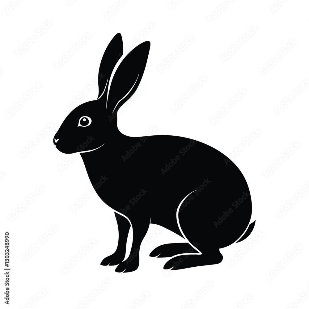 Obraz premium Hare Silhouette Vector Art and Minimalist Black Hare Design Illustration