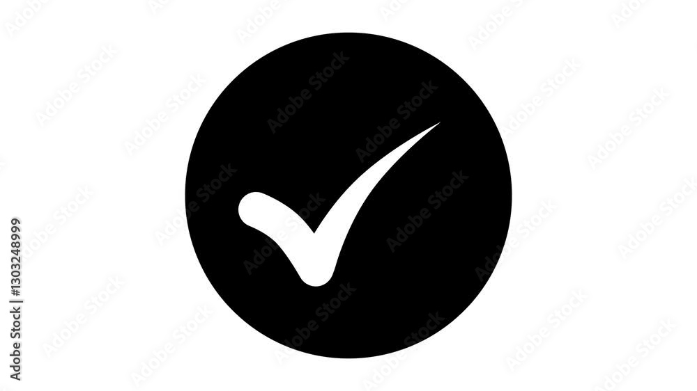Checkmark Icon in Circle Animation, A checkmark inside a black circle on a white background Checkmark Icon in Circle Animation, A checkmark inside a black circle on a white background