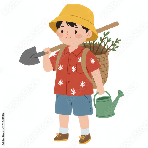 A cute Arbor Day character that nurtures nature.