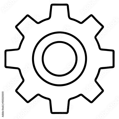 Vector Outline of a gear representing mechanical engineering and functionality in a minimalist style