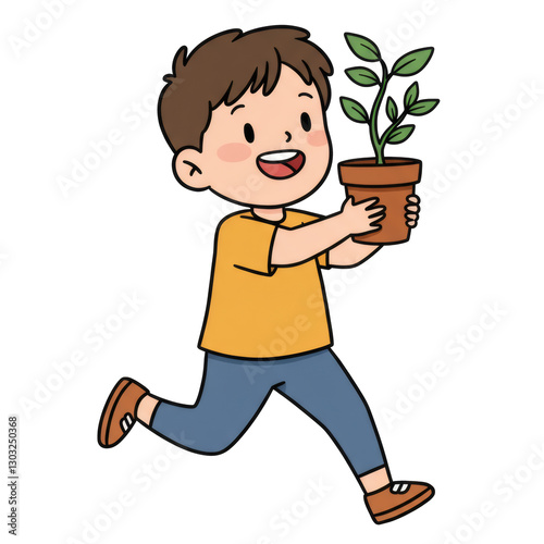 Boy Growing Plants