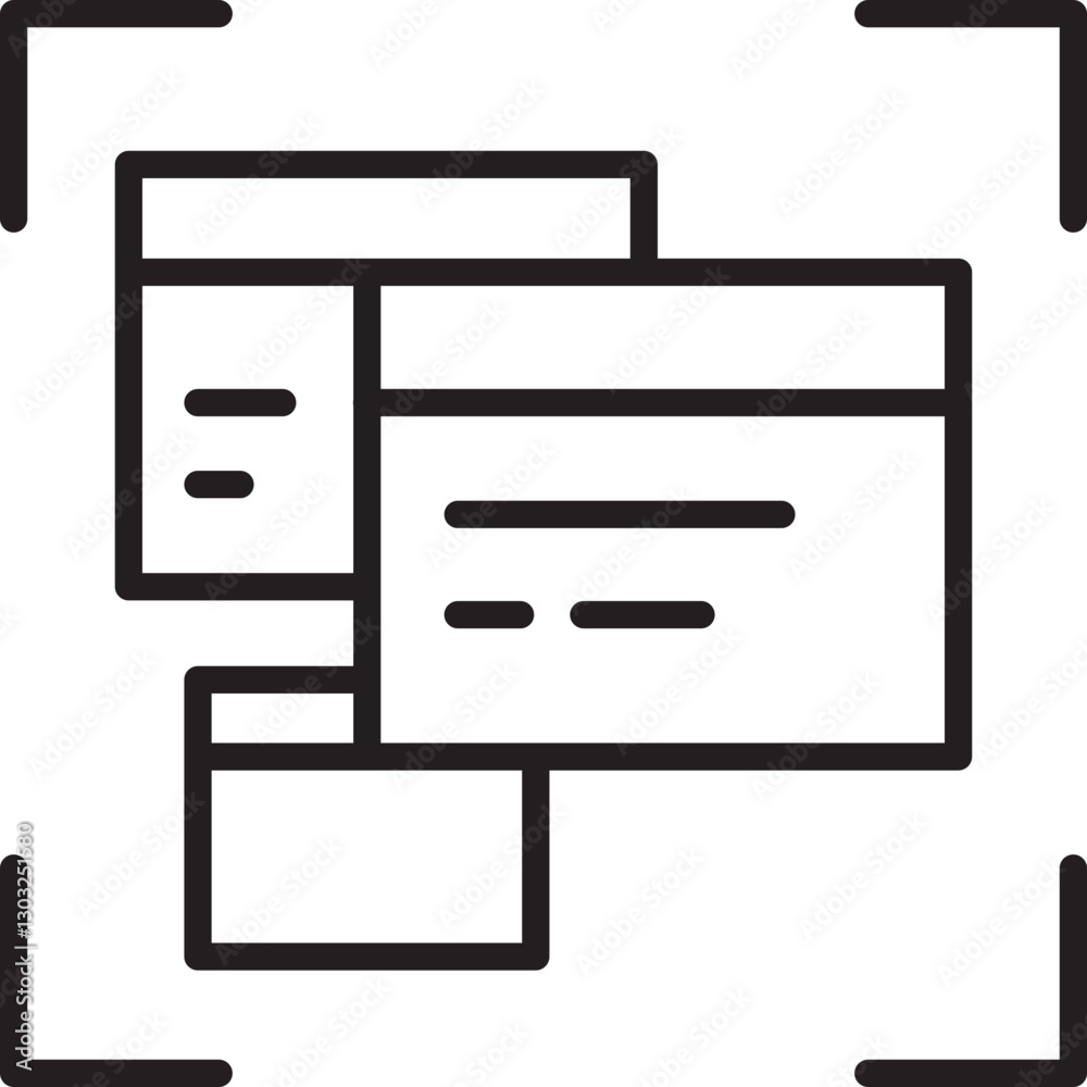 Document icon with overlapping elements line icon Document icon with overlapping elements line icon