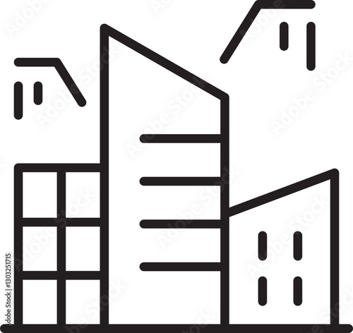 Abstract city skyline illustration line icon