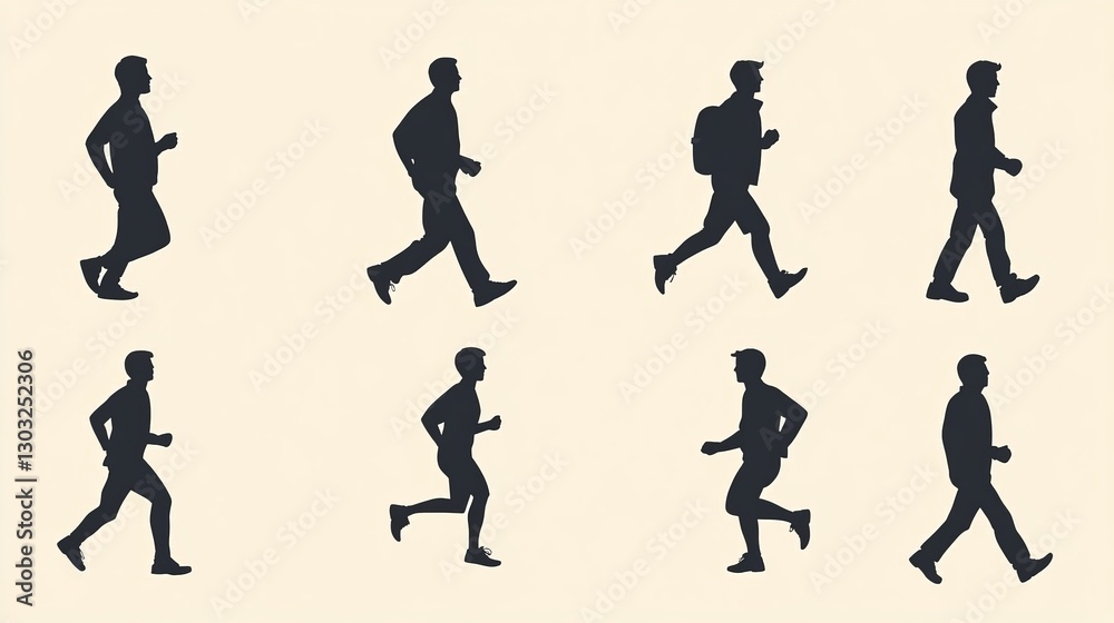 Fototapeta premium Walking, Standing, and Running Man Icons 