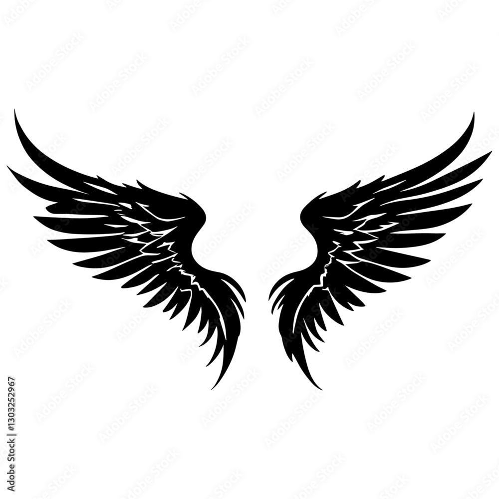 Fototapeta premium Angel_Wings_Black_Silhouette