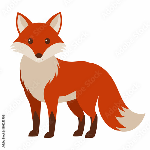Cartoon fox. Cute animal fox cub. Suitable for children's books, sticker, mascot, logo. Vector illustration on white background 