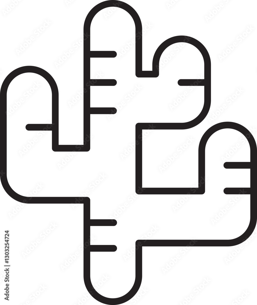 Abstract line art of a cactus line icon Abstract line art of a cactus line icon