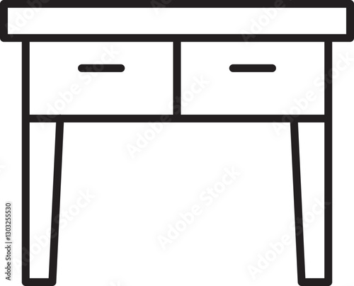 Minimalist desk illustration with two drawers line icon