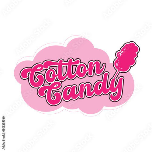 Cotton Candy logo red and white tent with flag creative cotton candy fun pink and red logotype