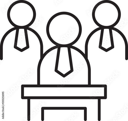 Business meeting with attendees line icon