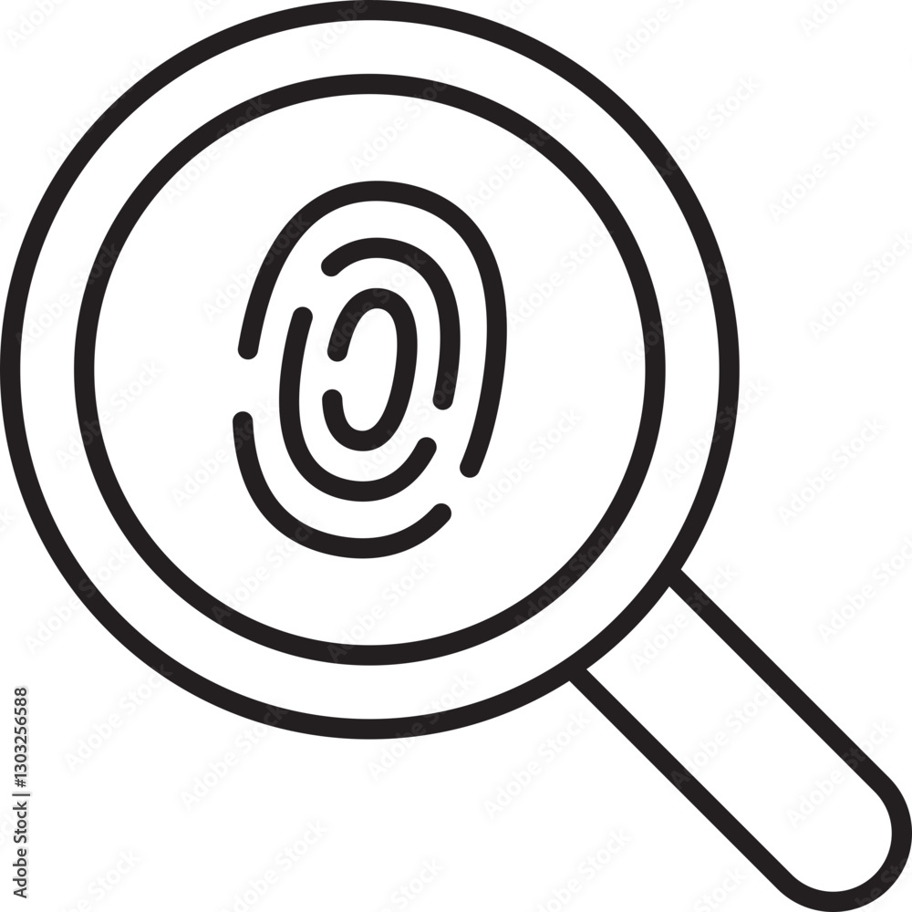 Fingerprint in magnifying glass illustration line icon Fingerprint in magnifying glass illustration line icon