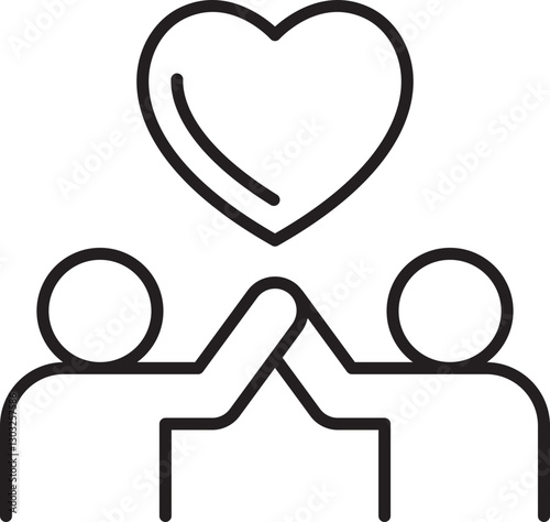 Two people sharing love symbolically line icon