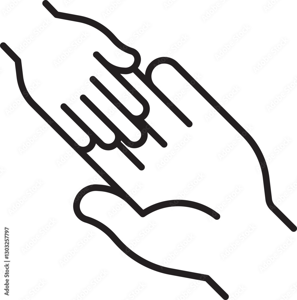 Hands together in a supportive gesture line icon Hands together in a supportive gesture line icon