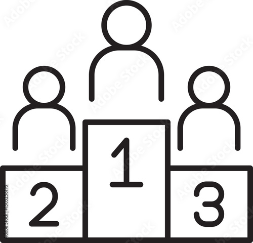 Podium with winners silhouettes line icon