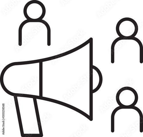 Megaphone with audience illustration line icon