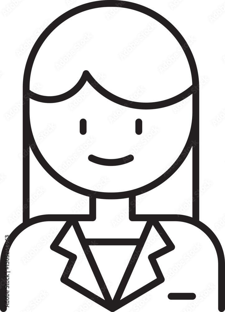 Stylized female character illustration line icon Stylized female character illustration line icon