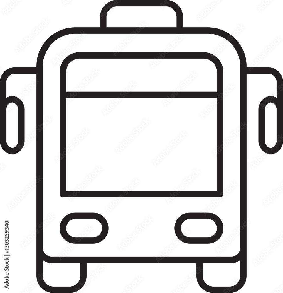 Bus illustration in simple line art style line icon Bus illustration in simple line art style line icon