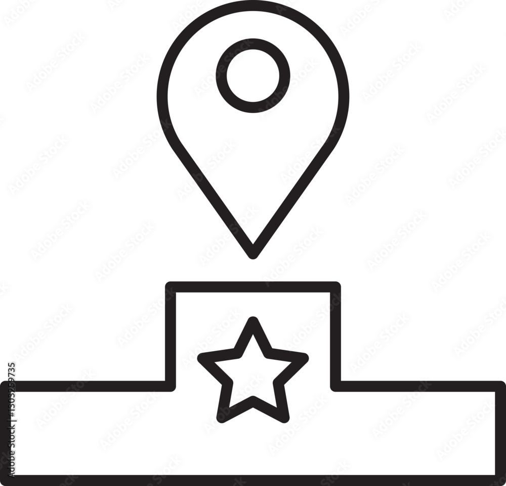 Location marker with star icon line icon Location marker with star icon line icon
