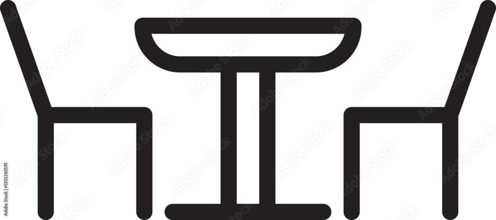 Table and chairs setup illustration line icon Table and chairs setup illustration line icon