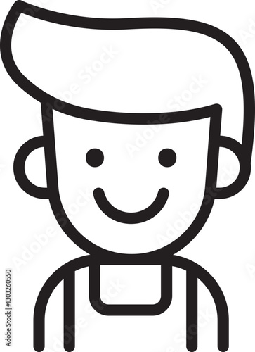 Cartoon character with a friendly smile line icon