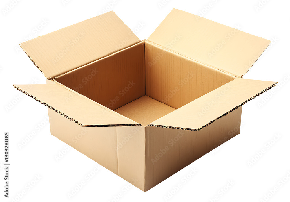 Carton open cardboard box on white and transparent background. AI GENERATED. PNG Carton open cardboard box on white and transparent background. AI GENERATED. PNG