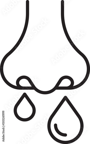 Nasal illustration with drops of liquid line icon