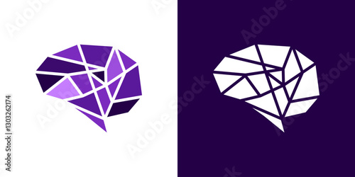 logo design combination of a brain tech puzzle