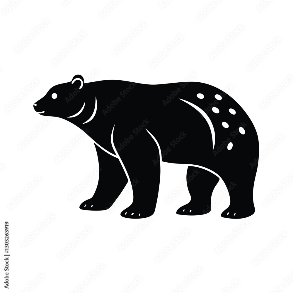 Fototapeta premium Polar Bear Silhouette Vector Art Illustration and Polar Bear Minimalist Black Color Design