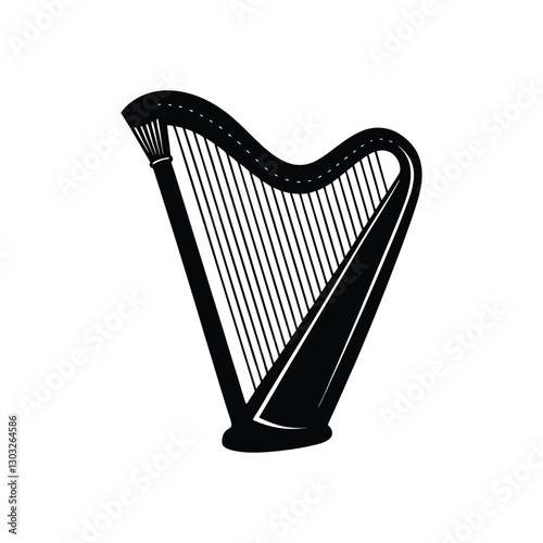 Harp silhouette isolated on white background