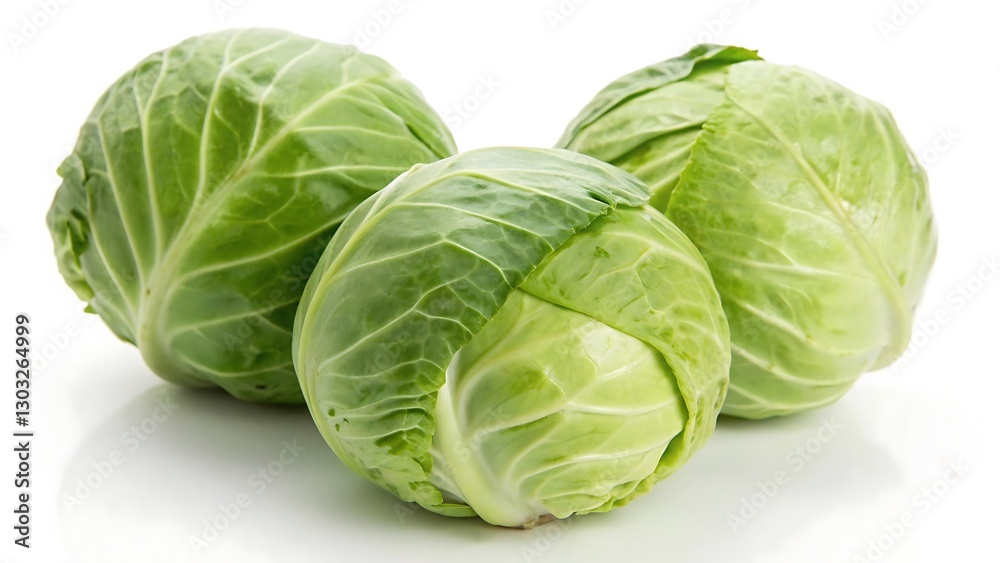 Fototapeta premium Fresh Green Cabbages on a White Background
