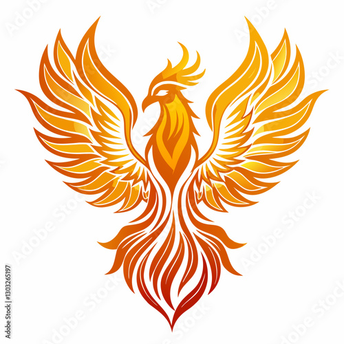 Fiery Phoenix Rising - Vibrant Mythical Bird Vector