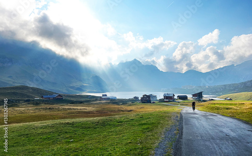 Trails for walking, hiking, sports and recreation on the slopes of the Melchtal alpine valley and in the Uri Alps mountain massif, Kerns - Canton of Obwalden, Switzerland (Kanton Obwald, Schweiz) photo