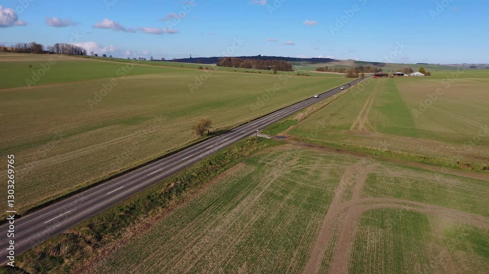 The ribbon of the A361 road between Marlborough and Devizes The ribbon of the A361 road between Marlborough and Devizes