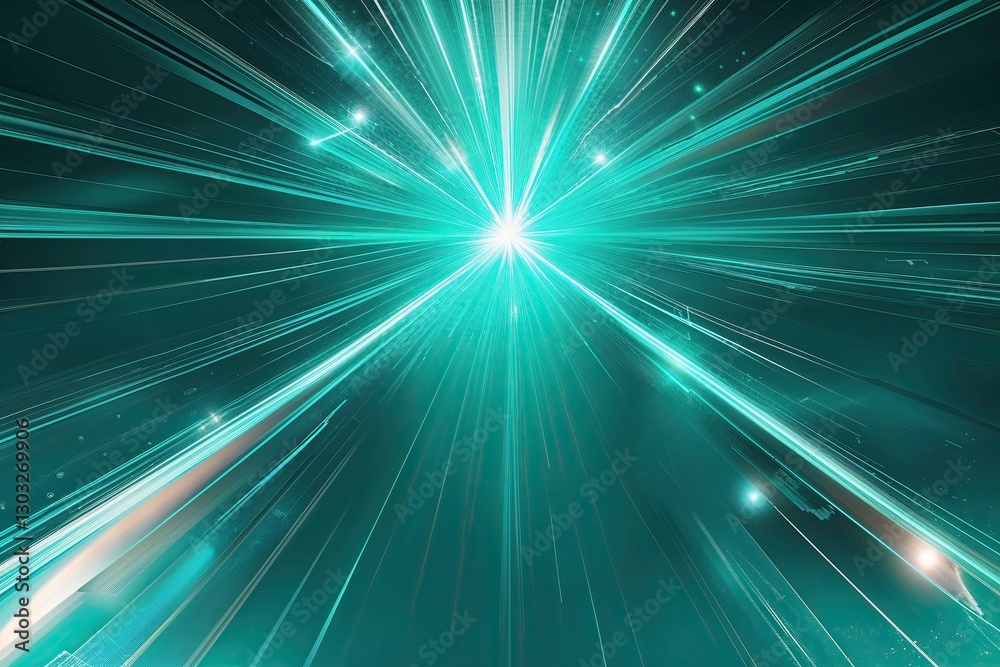 Obraz premium Vibrant Teal Background with Bright Radiant Burst and Luminous Glow