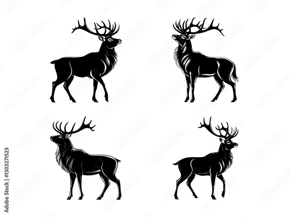 Fototapeta premium Four Deer Silhouettes