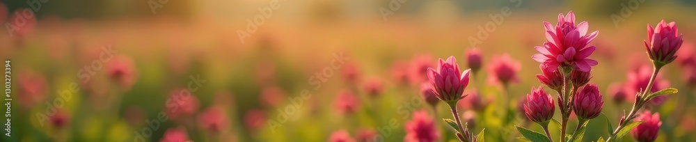 Red-pink flowers of heather plant growing in a field, heather Red-pink flowers of heather plant growing in a field, heather