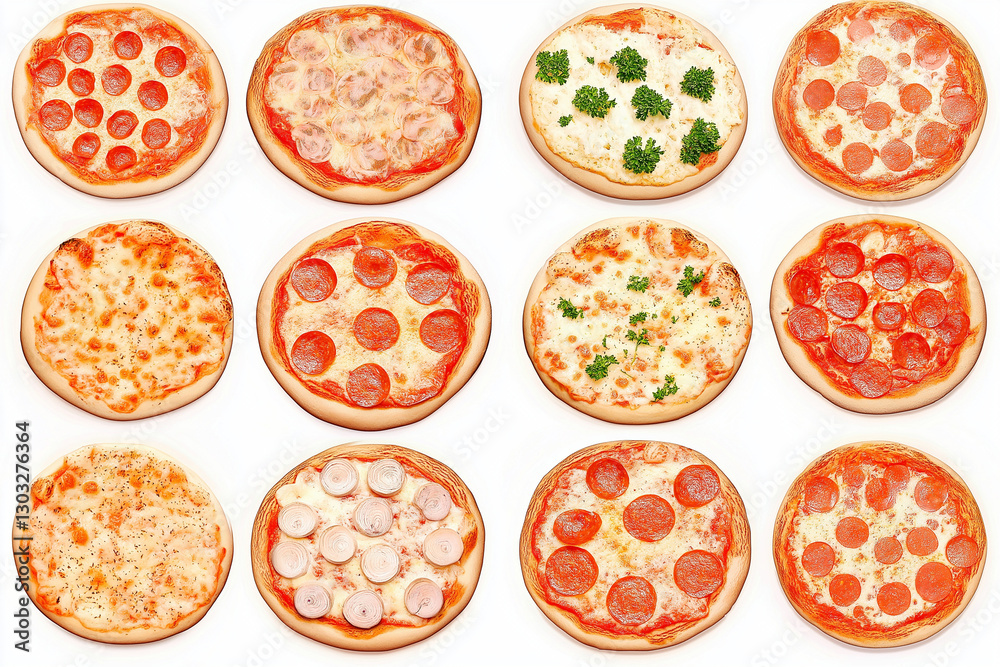 Vielfalt an Pizzas in appetitlicher Anordnung für Feinschmecker
Vielfalt an Pizzas in appetitlicher Anordnung für Feinschmecker