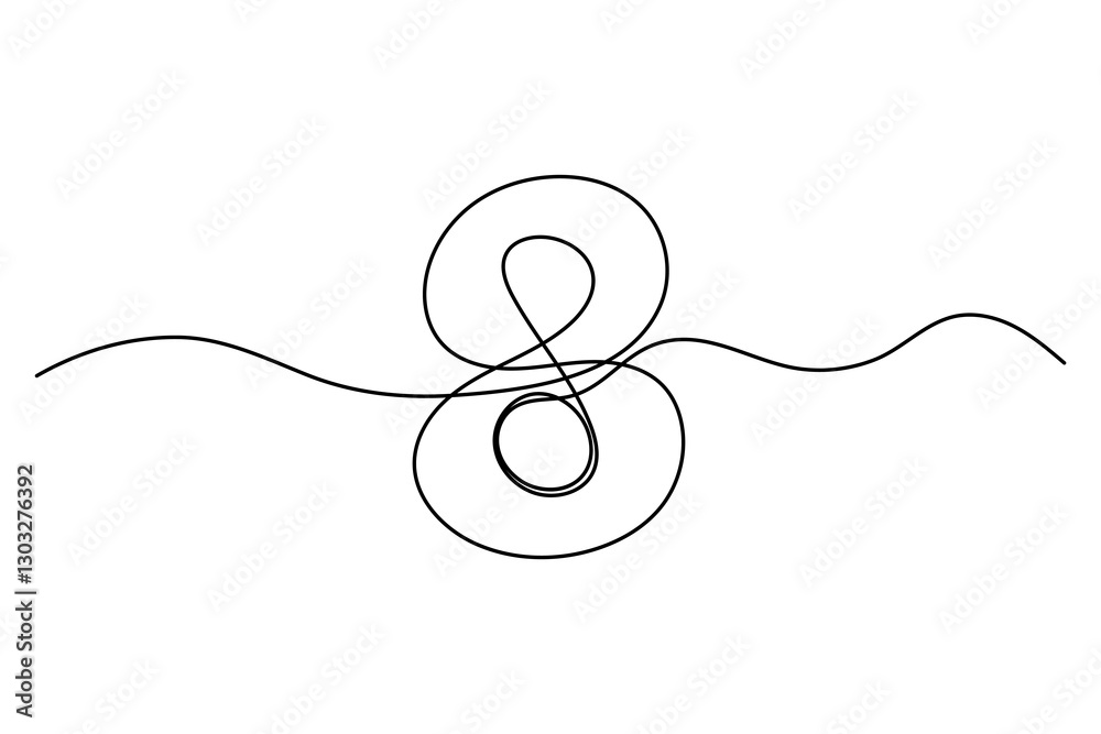 Fototapeta premium A minimalist, number 8 design continuous line drawing of the symbol 