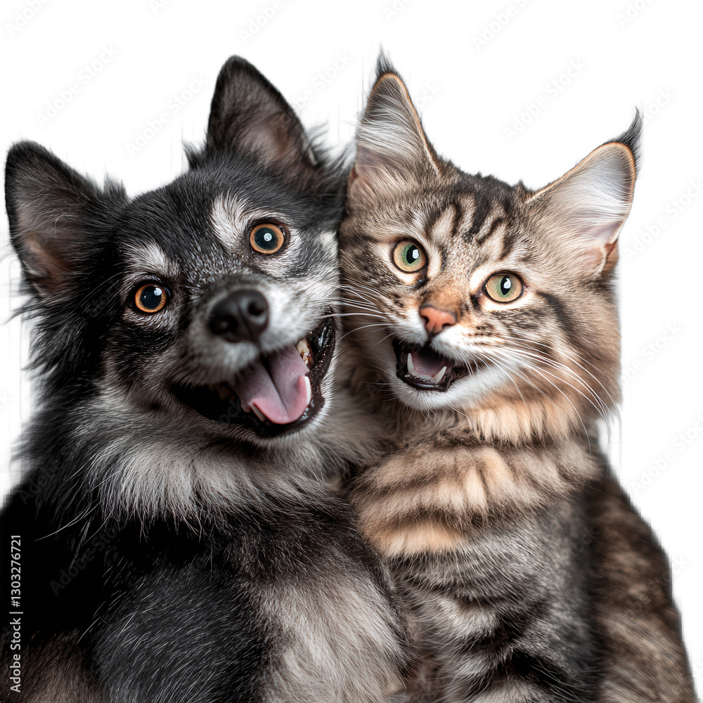 Fototapeta premium Cat and dog isolated on transparent background
