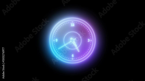Wallpaper Mural Glowing Neon Rainbow Clock Animation, A glowing neon clock isolated with rainbow colors on a black background	 Torontodigital.ca