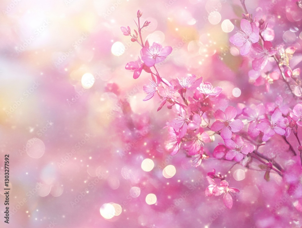 Blossoming pink flowers reflecting soft light create a dreamy atmosphere in a garden Blossoming pink flowers reflecting soft light create a dreamy atmosphere in a garden