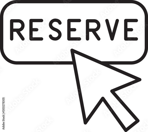 Button with "RESERVE" and cursor icon line icon
