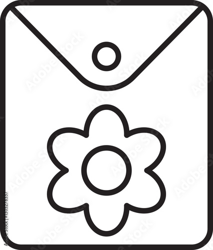 Envelope with flower illustration line icon